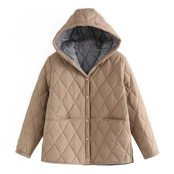 Aboser Quilted Jackets for Women Plus Size Lightweight Jacket Coat Warm Diamond Quilted Coats Baggy Button Down Outerwear with Pockets