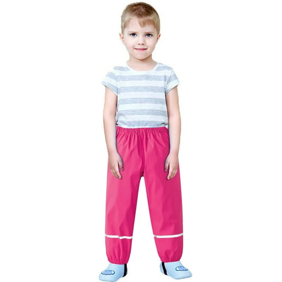 Aboser Rain Pants for Boys Girls Unisex Waterproof Trousers Lightweight Elastic Waist Pants Toddler Kids Outdoor Dirty Proof Pants Children Rain Trouser for 2-12 Years Boy and Girl