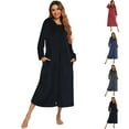 thumbnail image 1 of Aboser Ribbed Knit Robes for Women Long Sleeve Long Bathrobes Loose Zip Up Nightgowns Casual Stretchy Long Sleeve Towel Robe Comfy Breathable Sleepwear Navy M, 1 of 9