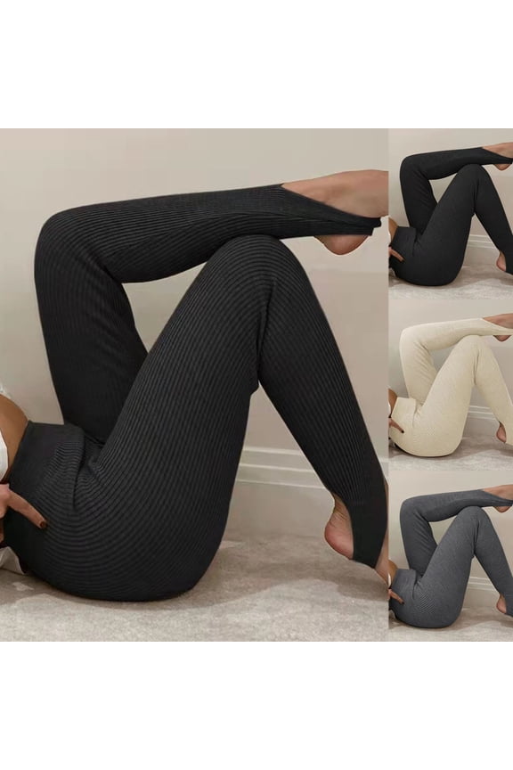 Ribbed Knit Yoga Leggings for Women High Waisted Workout Pants Stretchy Tummy Control Legging Comfy Soft Tights Slim Fit Athletic Gym Pants