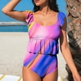thumbnail image 1 of Aboser Ruffle Hem Bikini Sets for Women High Waisted Two Piece Swimsuits Trendy Tie Dyed Bathing Suit Crop Swim Top with Buttom Bikinis for Summer Beach 2026 Blue S, 1 of 6