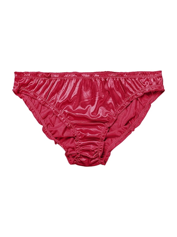 Silk Satin Thongs for Women Low Waist Wavy Briefs Stretch No Show Hipster Panties Soft Breathable Brazilian Bikini Thong Underwear