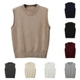 thumbnail image 1 of Aboser Sleeveless Sweater Vest for Women V Neck Knit Tank Top Loose Casual Knit Pullover Tunics Cozy Soft Uniform Vests Solid Color Fall Waistcoat Navy XXXL, 1 of 5