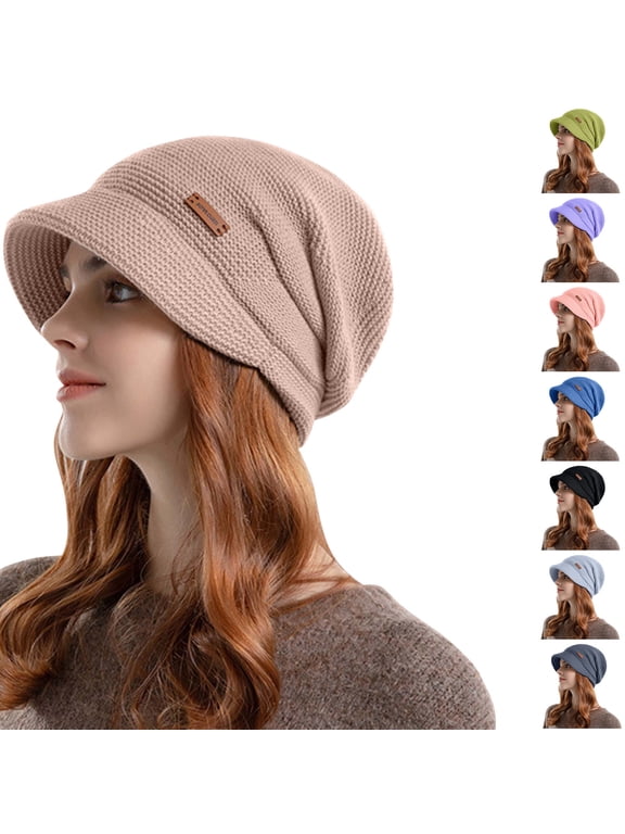 Slouchy Knit Beanie Hat for Women Winter Soft Knitted Skull Cap Warm Brim Beanies Adults Cozy Daily Hats