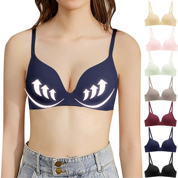 Aboser Small Busted Bras for Women Push Up T Shirt Bralettes for Teen Girls Lightly Padded Seamless Bras Comfortable Soft Everyday Bra Gray L