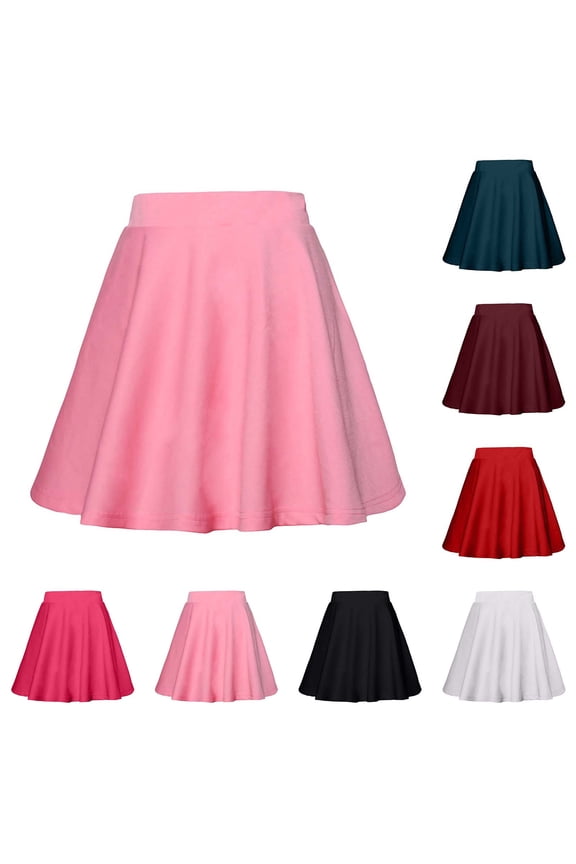 Summer A Line Skirts for Women Flowy Casual High Waist Mini Skirt Solid Color Bubble Skirts Lightweight Soft Swing Skirt