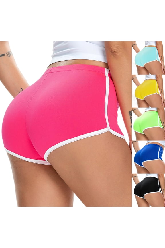 Summer Hot Shorts for Women Running Gym Workout Shorts Active Mid Waist Booty Shorts High Cut Dance Buttom Sports Yoga Dolphin Shorts