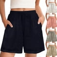 thumbnail image 1 of Aboser Summer Linen Shorts for Women Cotton Wide Leg Shorts Loose Fit High Waisted Shorts Lightweight Solid Casual Beach Wear with Pockets, 1 of 6