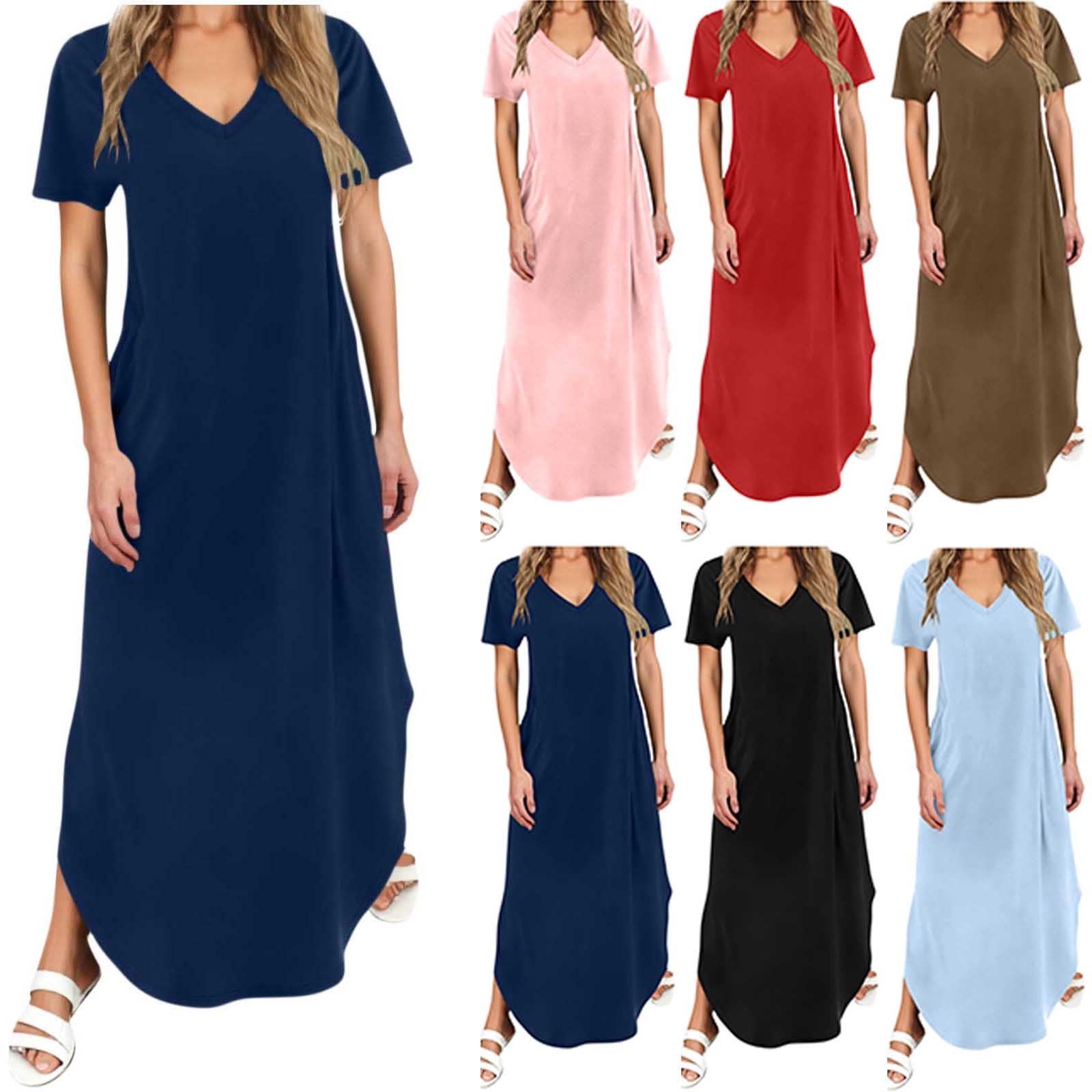 Aboser Summer Maxi Dresses for Women 2026 Casual Short Sleeve Dress — free download