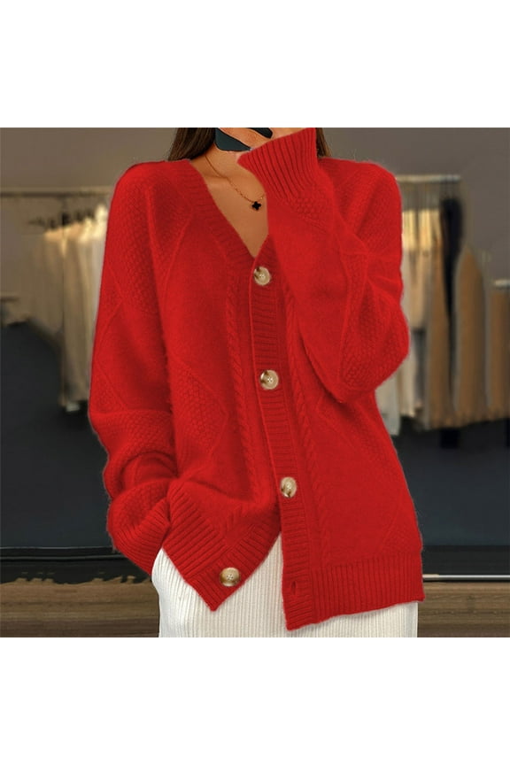 Sweaters Cardigan for Women Trendy Fuzzy Knit Sweater Comfy Long Sleeve Outerwear Warm Button Down Cardigans