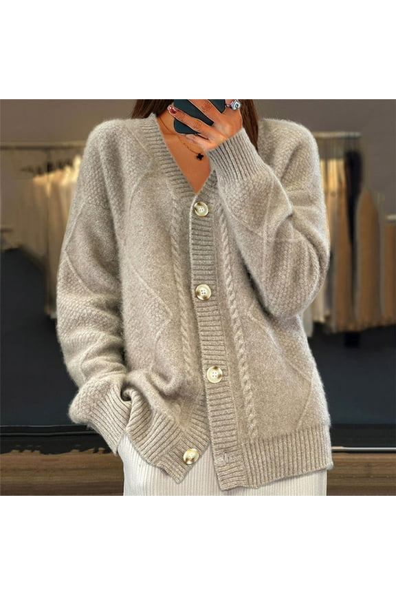 Sweaters Cardigan for Women Trendy Fuzzy Knit Sweater Comfy Long Sleeve Outerwear Warm Button Down Cardigans