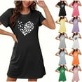 thumbnail image 1 of Aboser T Shirt Nightgowns for Women Soft Short Sleeve Sleepwear Cute Heart Printed Nightshirts Casual Crew Neck Pajama Dress Loose Fit Loungewear Juniors Nightgown, 1 of 6