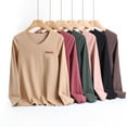 thumbnail image 1 of Aboser Thermal Shirts for Women Long Sleeve Layering Tops Comfy V Neck Basic Shirt Solid Color Underscrubs Soft Casual Pullover Top, 1 of 6
