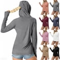 thumbnail image 1 of Aboser Thumb Hole Sun Shirts for Women UPF 50+ Long Sleeve Hoodies Outdoor Hiking Camping Running T Shirt Breathable SPF UV Protection Hooded Tops, 1 of 7