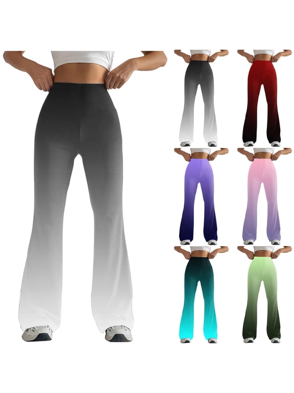Tie Dye Flare Leggings for Women Wide Leg Bootcut Pants Fashion Clothing High Waisted Bell Buttom Leggings Slimming Tummy Control Workout Pants