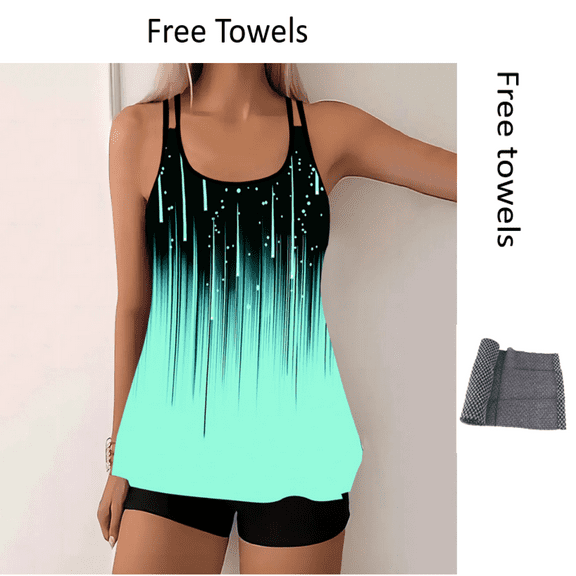 Aboser Tummy Control Swimsuits for Women Plus Size Modest Bathing Suit Two Piece Takini Tops with Boyshorts Swimsuit Trendy Tie Dye Tankinis Summer Pool Party Swimwear