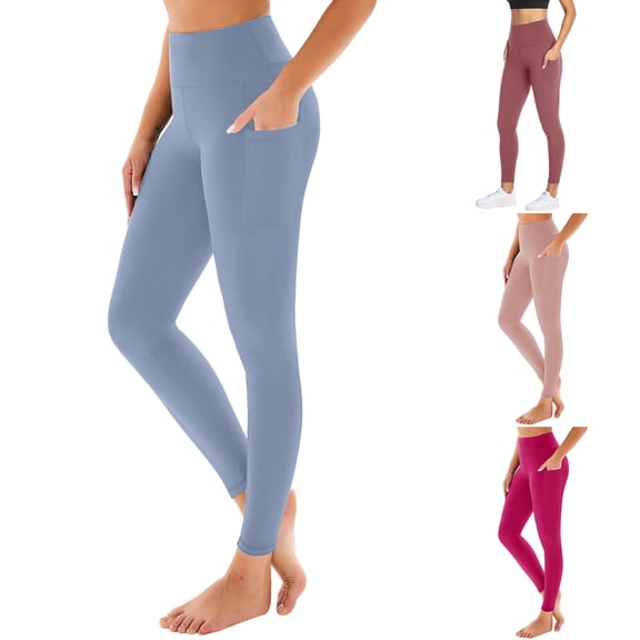 Aboser Tummy Control Yoga Leggings for Women High Stretch Workout Tights Casual High Waisted Pants Athletic Active Gym Fitness Legging with Pockets Red