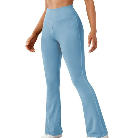 Aboser Tummy Control Yoga Pants for Women Bootcut Wide Leg Workout Leggings Stretch High Waisted Gym Pants Butt Lifting Sporty Legging Blue S