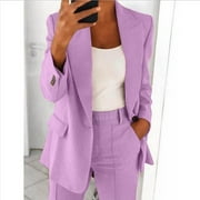 ABOSER Two Piece Blazer Outfits for Women Business Casual Work Sets Open Front Pants Set Long Sleeve Blazer Suit Jackets with Pants