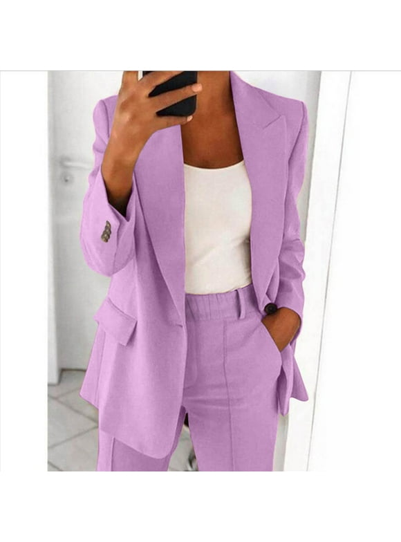 Aboser Two Piece Blazer Outfits for Women Business Casual Work Sets Open Front Pants Set Long Sleeve Blazer Suit Jackets with Pants