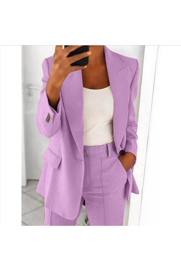 Two Piece Blazer Outfits for Women Business Casual Work Sets Open Front Pants Set Long Sleeve Blazer Suit Jackets with Pants
