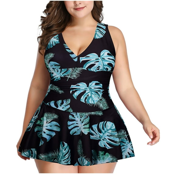 Aboser Womens Plus Size Tankini Swimsuits Floral Print Swimdress with Boyshorts Bathing Suit Two Piece Tankinis Swimwear Summer Beach Swimsuit