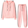 thumbnail image 1 of Aboser Two Piece Sweatsuits for Women Plus Size Workout Sets Fashion Leopard Print Jackets and Jogging Pants Casual Solid Activewear Outfits Pink M, 1 of 9