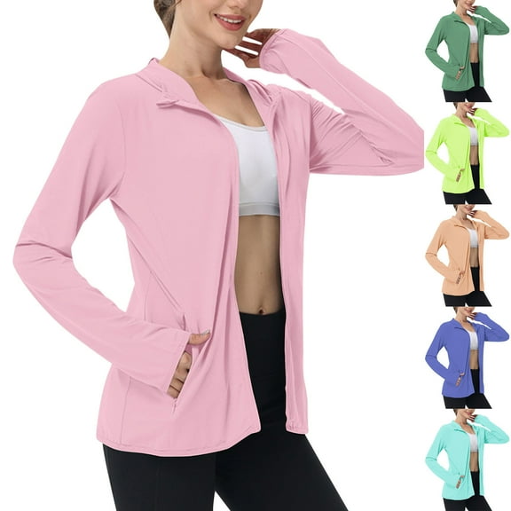 Aboser UPF 50+ UV Shirts for Women Zip Up Long Sleeve Workout Sun Shirt Outdoor Gym Hiking Sports Tops Quick Dry Lightweight Rash Guard with Pockets Blue XXL