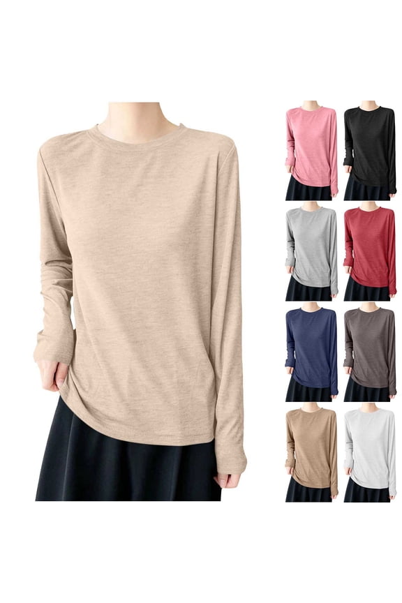 UV Sun Protection Tops for Women Long Sleeve Layering Shirt Lightweight Thin Crewneck Blouses Outdoor Active Hiking Shirts