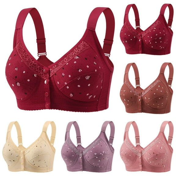 Aboser No Underwire Daisy Bras for Women Front Closure Seamless Bras Post-Surgery Posture Bralette Breathable Full Coverage Bra Comfort Cotton Everyday Bras Beige XXXL