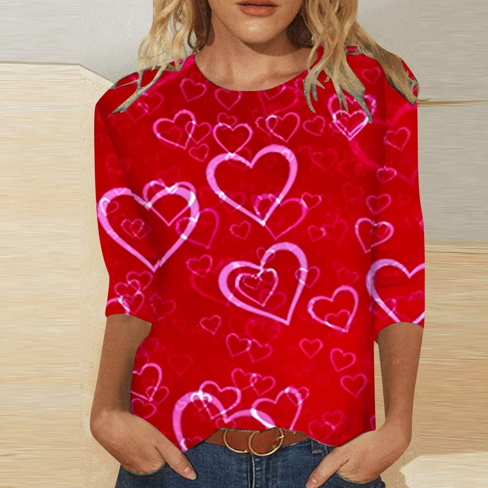 Aboser Valentine Shirt for Women Spring Crewneck Shirts Fashion Love ...