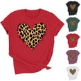 thumbnail image 1 of Aboser Valentines Day Shirt Women Fashion Leopard Love Heart Printed Tops Loose Casual Short Sleeve T Shirts Cozy Soft Round Neck Blouses, 1 of 9