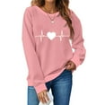 thumbnail image 1 of Aboser Valentines Day Shirts Women Fitted Long Sleeve Tshirt Trendy Heartbeat Prints Tops Comfy Crew Neck T-Shirt Loose Fit Tunic Tops, 1 of 3
