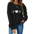 thumbnail image 1 of Aboser Valentines Day Shirts Women Fitted Long Sleeve Tshirt Trendy Heartbeat Prints Tops Comfy Crew Neck T-Shirt Loose Fit Tunic Tops, 1 of 3
