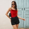 thumbnail image 1 of Aboser Velour Velvet Cami Tank Tops for Women Trendy Spaghetti Strap Camisoles Slim Fit Sleeveless Tee Top Going Out Clothes Soft Open Back T Shirts, 1 of 5