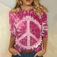 thumbnail image 1 of Aboser Vintage 60s Shirts for Women 3/4 Sleeve Hippie Tops Peace Sign Love Costume Shirt Loose Round Neck Blouses Trendy Tie Dye Tops, 1 of 5