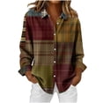 thumbnail image 1 of Aboser Vintage Plaid Shirts for Women Button Down Long Sleeve Blouses Dressy Casual Lapel Collar Shirt Lightweight Soft Work Daily Blouse, 1 of 7