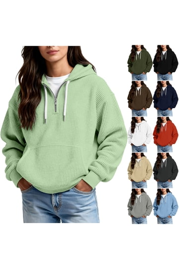Waffle Zip Up Hoodies for Men Women and Kids