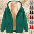 thumbnail image 1 of Aboser Warm Sherpa Lined Hoodies for Women Zip Up Fleece Jacket Winter Casual Hooded Coat Solid Long Sleeve Sweatshirt Jackets with Pockets, 1 of 5