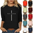 thumbnail image 1 of Aboser Way Maker T Shirts for Women Jesus Shirt Casual Long Sleeve Tshirts Trendy Cross Graphic Tees Lightweight Soft Crewneck Tee Tops Black L, 1 of 6