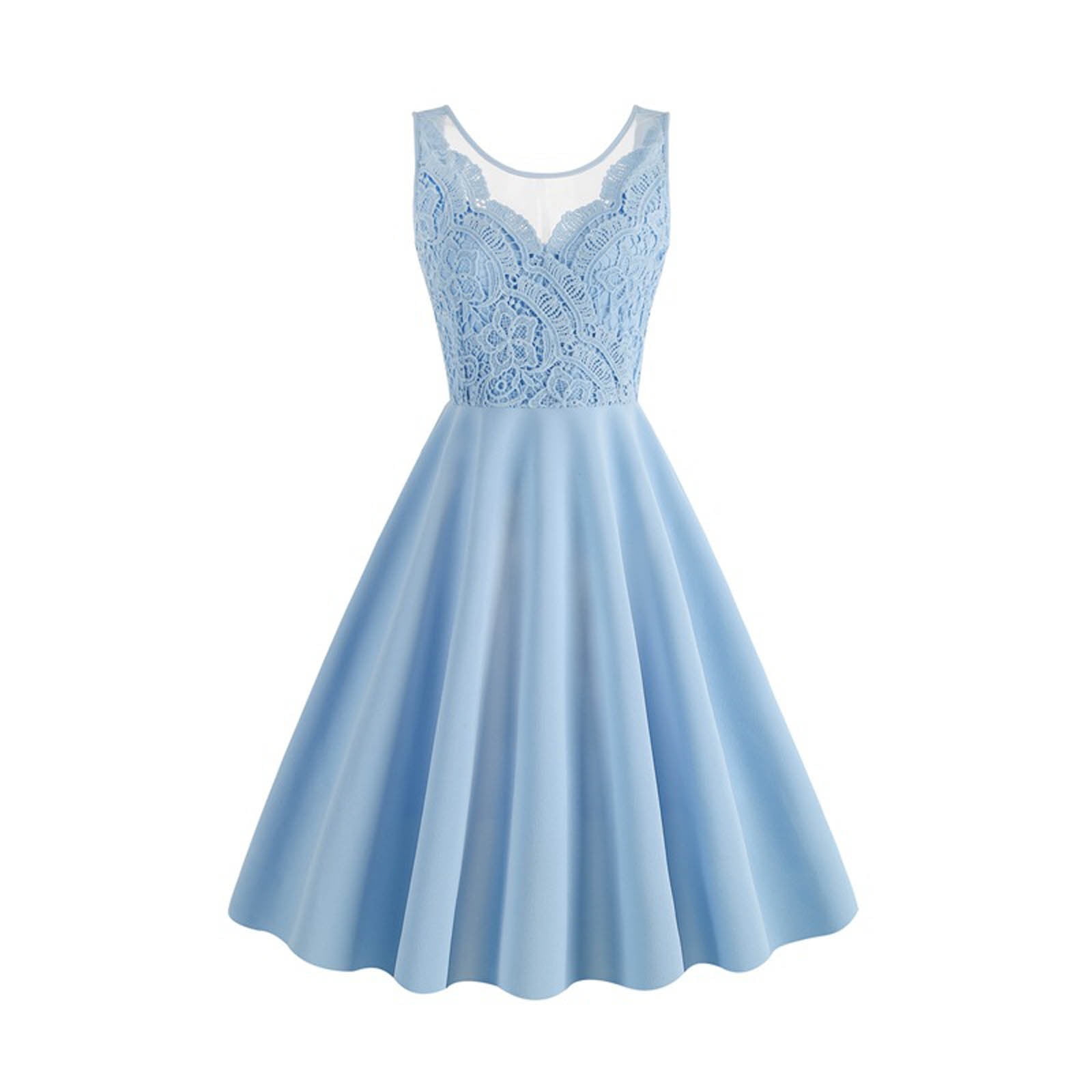 Aboser Wedding Guest Dresses for Women Spring Sleeveless Cocktail Dress  Lace Evening Formal Dresses A Line Swing Cocktail Midi Dress - Walmart.com