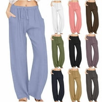 Aboser Wide Leg Linen Pants for Women High Waist Drawstring Pants Loose Fitted Summer Lounge Pant 2026 Casual Beach Vacation Trousers with Pocket