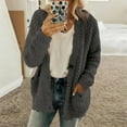 thumbnail image 1 of Aboser Winter Casual Sweater Coat Women Warm Fuzzy Sherpa Jacket Loose Button Down Sweaters Comfy Open Front Cardigan Solid Lounge Wear Tops, 1 of 3