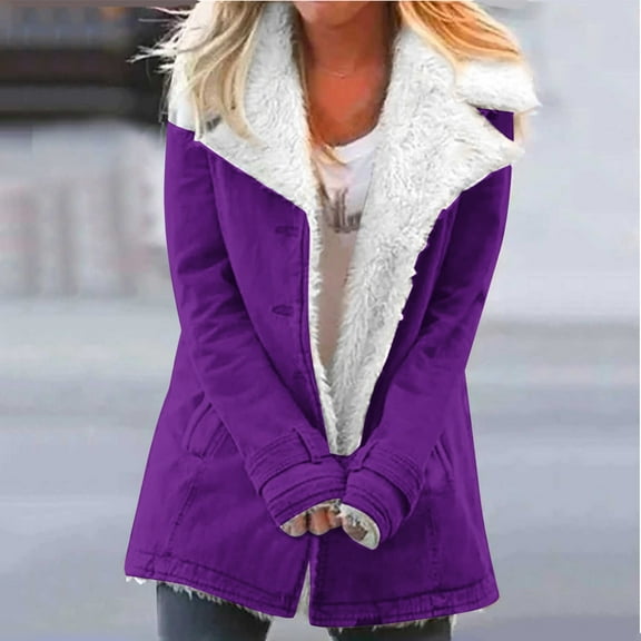 Aboser Winter, Fleece Jackets for Women Casual Winter Sherpa Coat Warm Button Down Outerwear under $15 Coat for Women