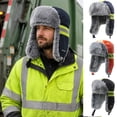 thumbnail image 1 of Aboser Winter Hi Viz Trapper Hat with Reflective strip Themal Fleece Lined Snow Hats Ear Flaps Motorcycle Cycling Skiing Cap for Cold Weather, 1 of 9