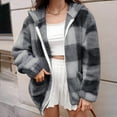 thumbnail image 1 of Aboser Winter Plaid Jacket Women Plus Size Fleece Coat Warm Zip Up Jackets Loose Checked Shacket Long Sleeve Winter Coats with Pocket, 1 of 6