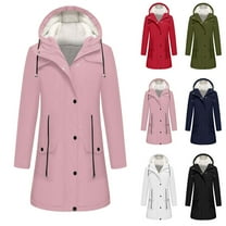 Aboser Winter Snow Rain Jackets for Women Waterproof Fleece Lined Windbreaker Jacket Warm Long Hooded Raincoats for Outdoor Climbing Hiking Ski