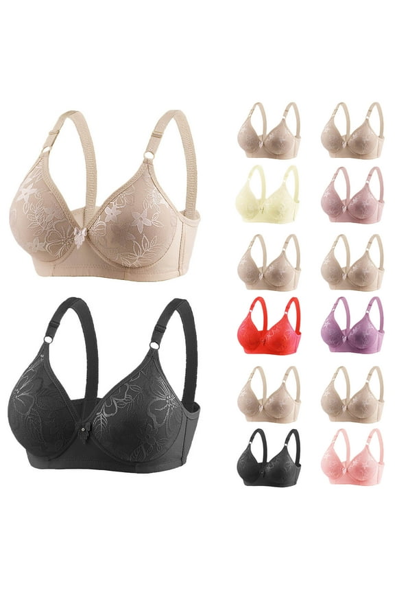 Wireless Bras for Women 2 Pack No Padding Supportive Bras Comfortable Seamless T-shirt Bra Full Support Everyday Bra Push Up