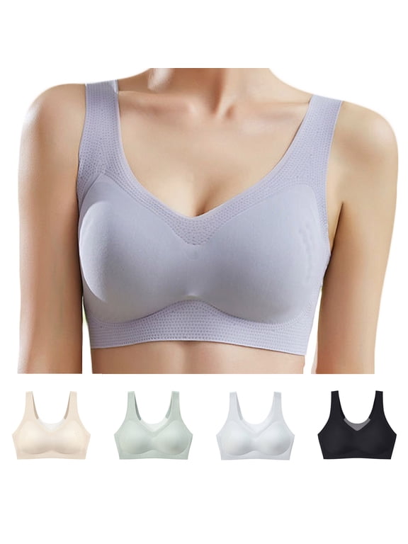 Wireless Bras for Women Full Coverage Pullover Bra Push Up Padded Bralettes Comfort No Underwire Tank Bra Large Bust Support Yoga Top