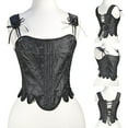 thumbnail image 1 of Aboser Women Bustier Corset Court Vintage Lace Up Body Shaper Adjustable Strap Fishboned Vest Tops Renaissance Gothic Waist Cincher, 1 of 7